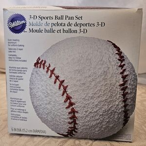 Wilton 3-D Sports Ball Cake Pan Set in Original Box, Early 2000s, Pan Used Once